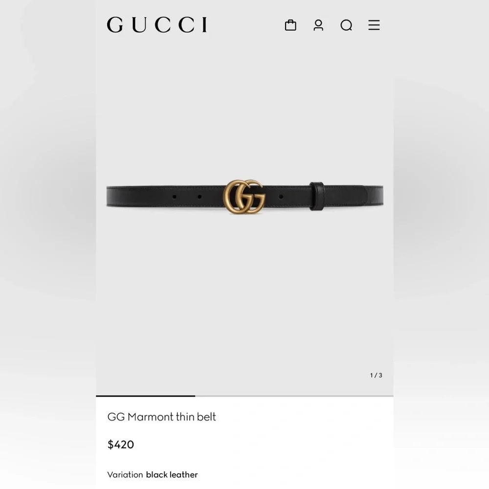 Women’s Gucci belt small buckle black leather - Picture 6 of 6